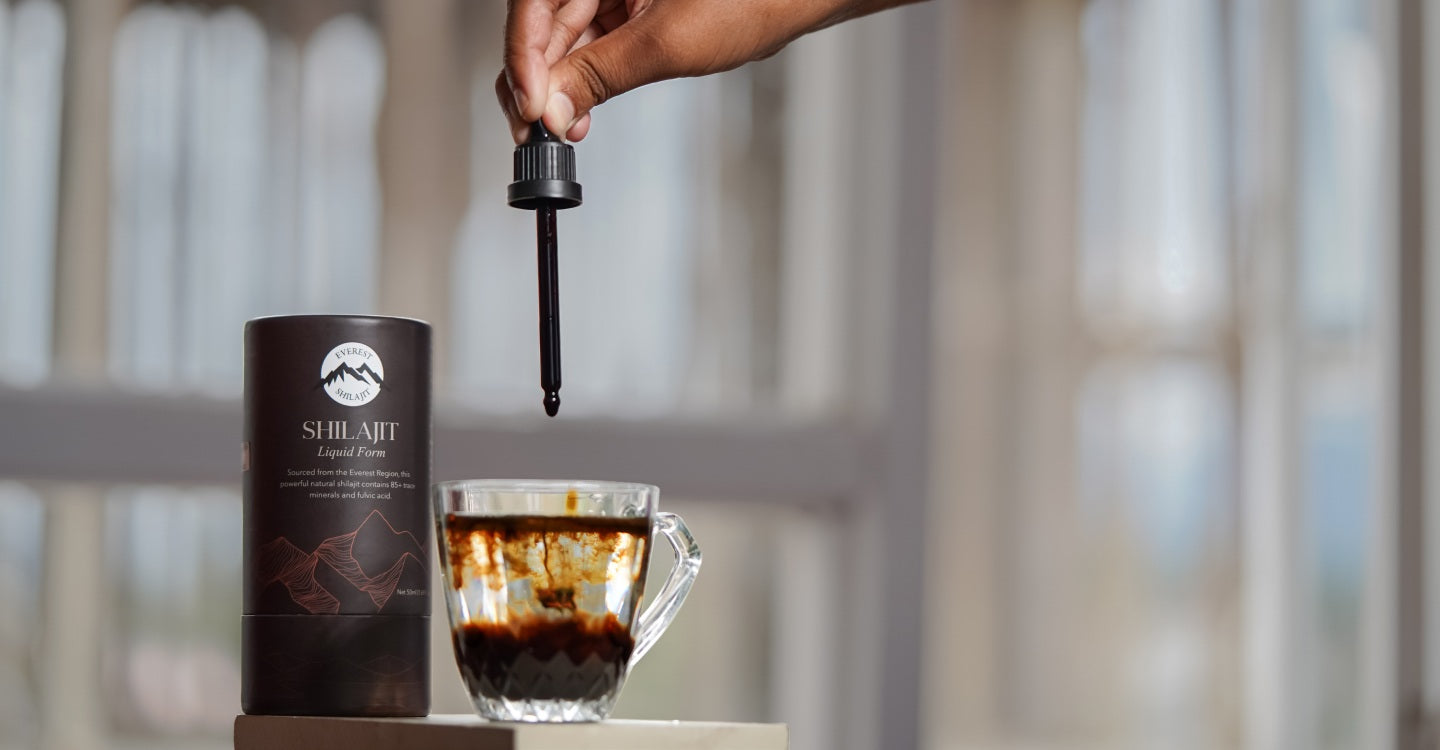 Is shilajit edible shown with liquid shilajit drops mixed into a warm drink