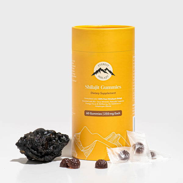 Everest Shilajit Gummies, single wrapped gummy with pure natural flavours.