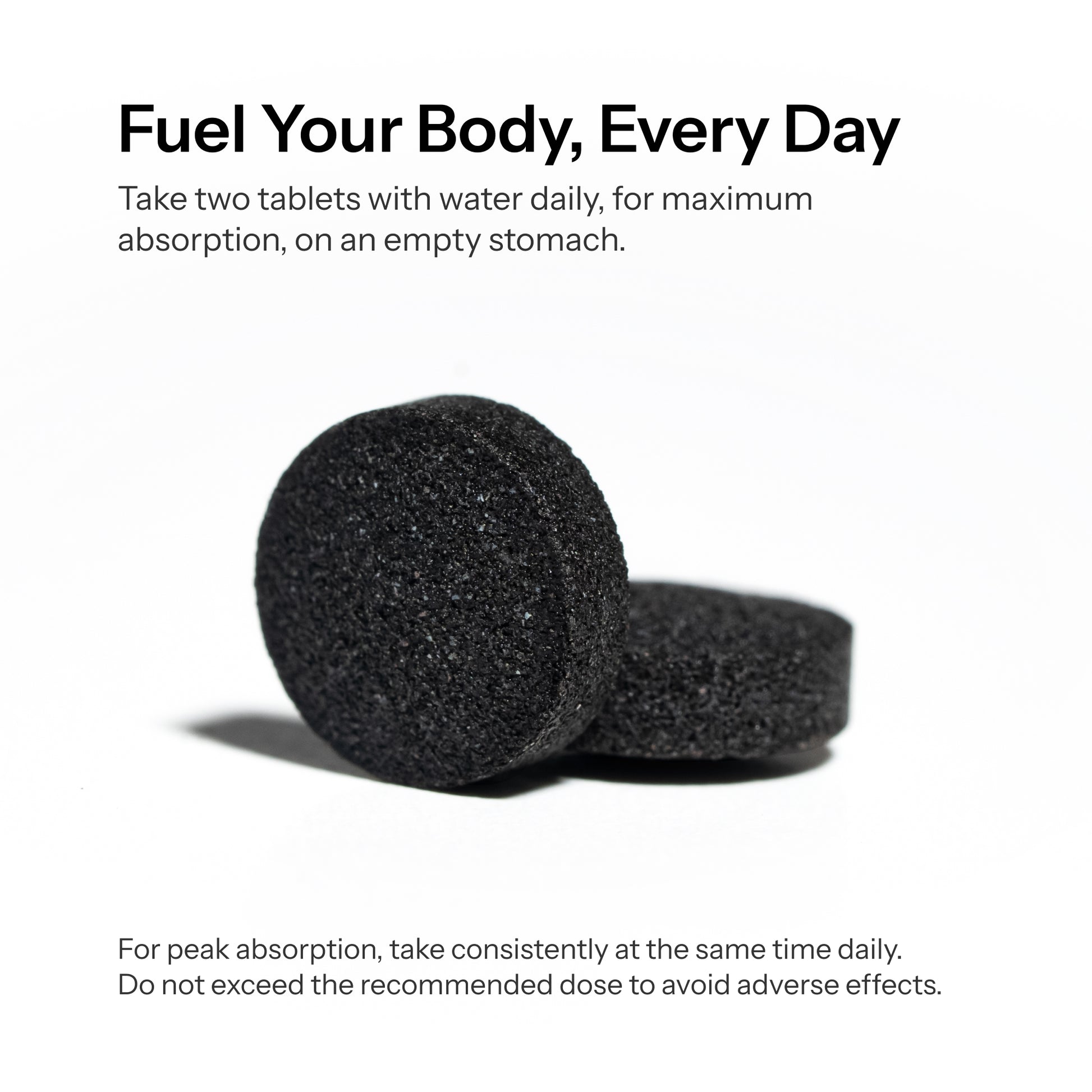 Shilajit tablets daily guide showing two tablets with water for a simple pure shilajit routine